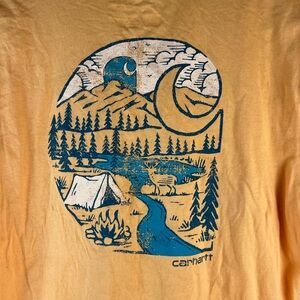 Carhartt Orange Camping Graphic Pocket Tshirt, Large